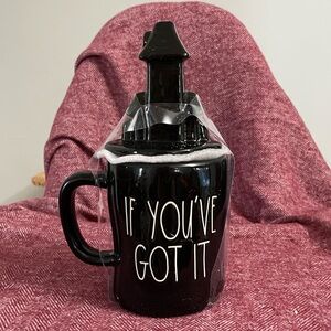 Rae Dunn “If you’ve got it, haunt it” brand-new mug with topper